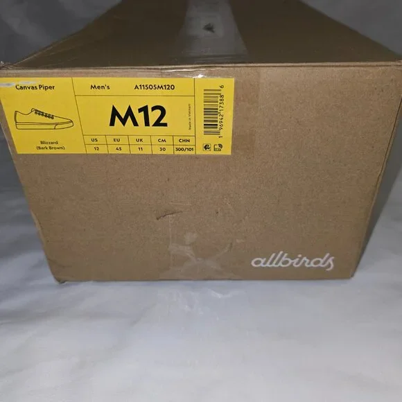 Allbirds Canvas Piper in Blizzard/Bark Brown, M 12, New in Box, Limited Edition - Picture 7 of 8